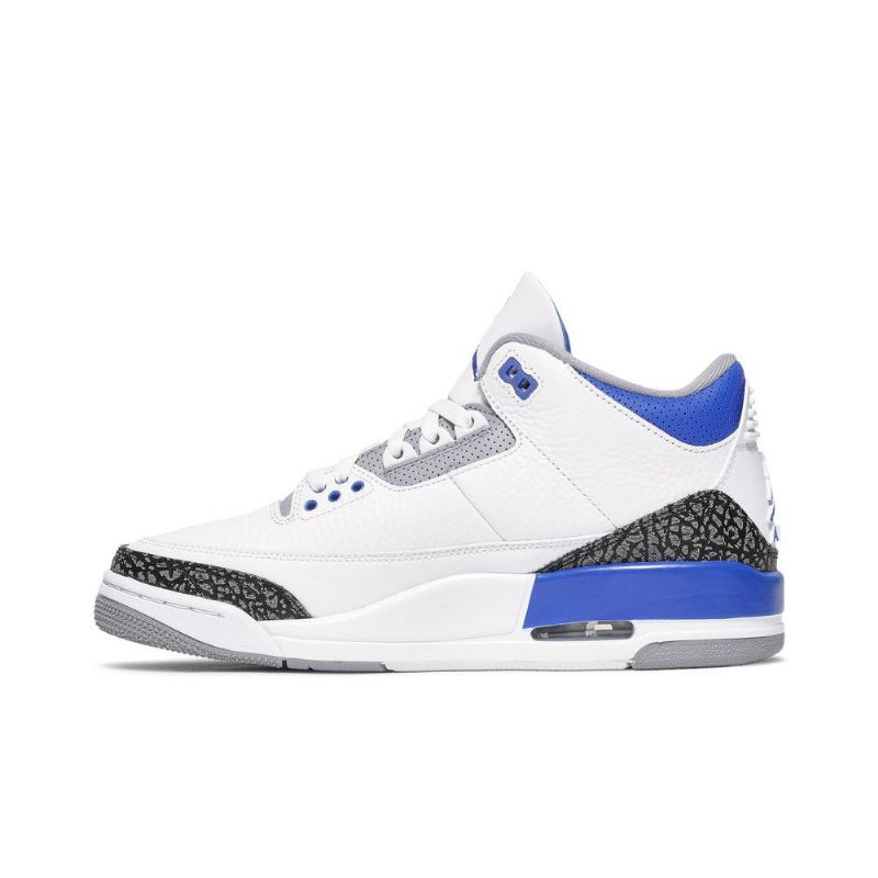 Air Jordan 3 Retro Hvid Sort Grå Blå Sko Herre