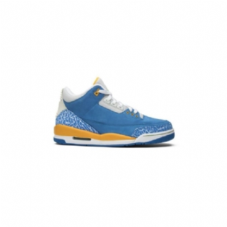 Air Jordan 3 Retro Ls Blå Hvid Guld Sko Herre
