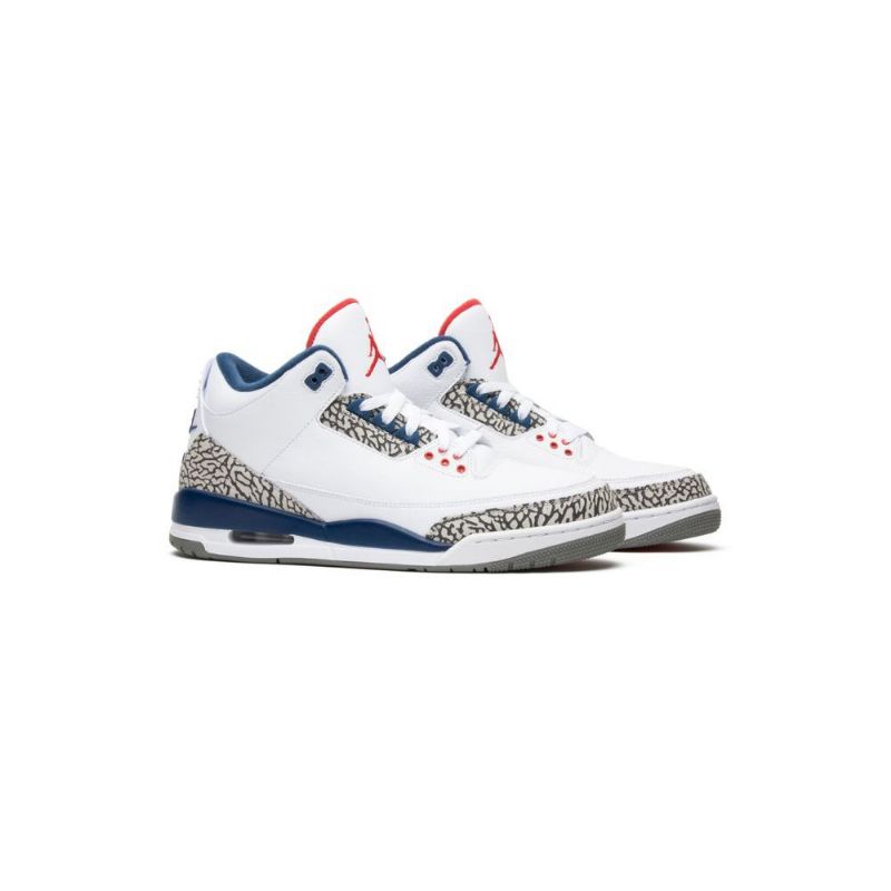 Air Jordan 3 Retro Og Hvid Blå Grå Sko Herre