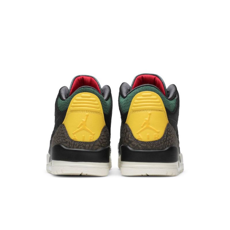 Air Jordan 3 Retro Se Sort Grøn Gul Rød Sko Herre