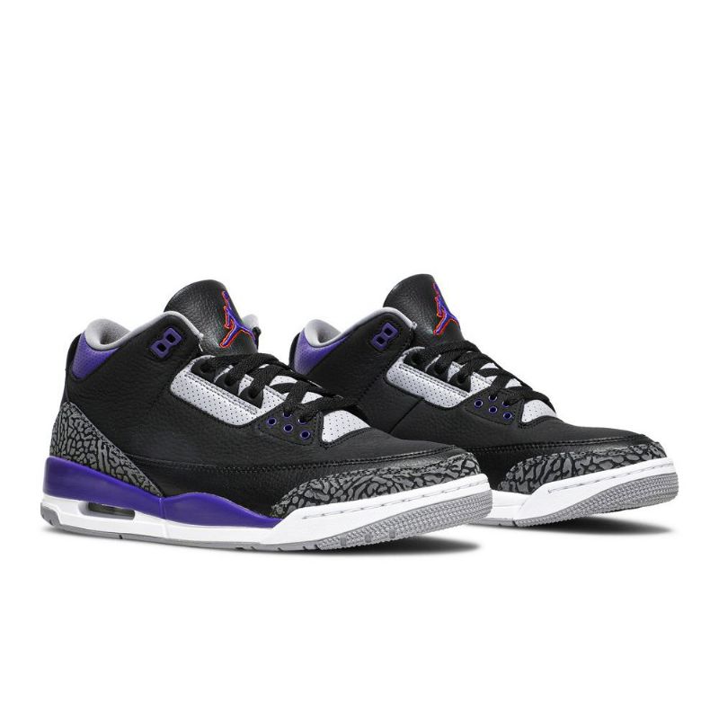 Air Jordan 3 Retro Sort Grå Lilla Hvid Sko Herre