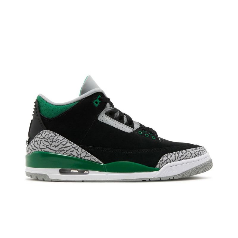 Air Jordan 3 Retro Sort Grøn Grå Hvid Sko Herre