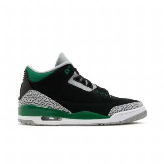 Air Jordan 3 Retro Sort Grøn Grå Hvid Sko Herre