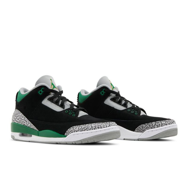 Air Jordan 3 Retro Sort Grøn Grå Hvid Sko Herre